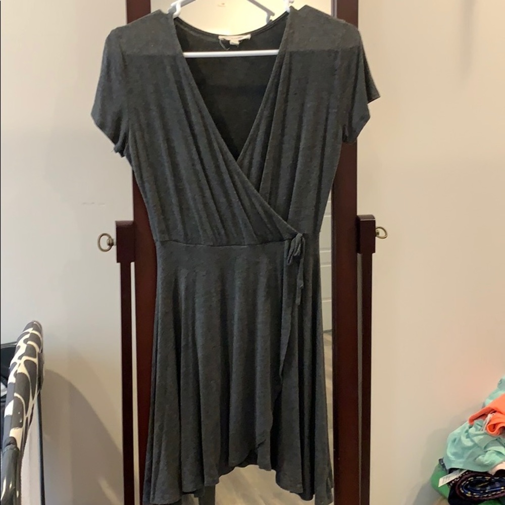 Gray faux wrap dress